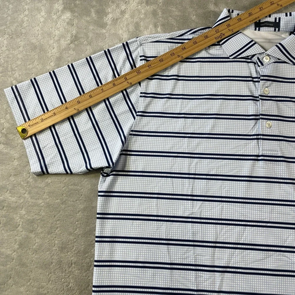 Turtleson Polo Shirt Mens XL Blue Striped Golf Stretch Lightweight Preppy Casual - Picture 6 of 9